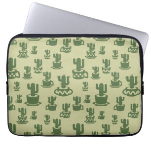 Housse Pour Ordinateur Portable Silhouette de cactus succulent en tasses et pots