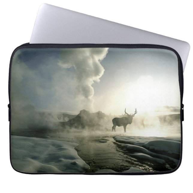 Housse Pour Ordinateur Portable Silhouette d'Elk au Castle Geyser (Devant)