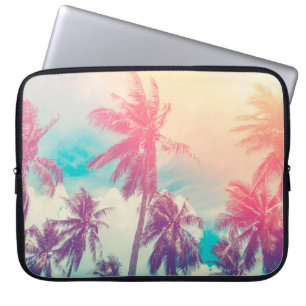 Housse Pour Ordinateur Portable Silhouette palmier tropical avec soleil