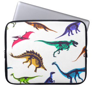 Housse Pour Ordinateur Portable Silhouettes de dinosaures : motif de croquis vinta
