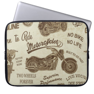 Housse Pour Ordinateur Portable silhouettes vintages de moto : fond transparent