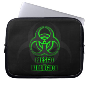 Housse Pour Ordinateur Portable Símbolo Verde Brillante de Riesgo Biológico