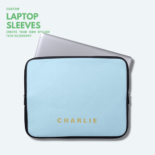 Housse Pour Ordinateur Portable Simple minimaliste tendance Monogramme bleu pâle