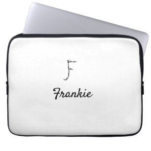 Housse Pour Ordinateur Portable Simple minimum de monogramme noir lettre F ajouter