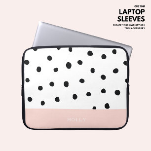Housse Pour Ordinateur Portable Simple moderne rose pâle point Polka personnalisé