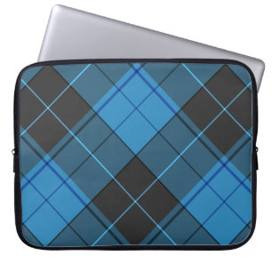 Housse Pour Ordinateur Portable Simple motif tartan en bleu foncé