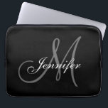 HOUSSE POUR ORDINATEUR PORTABLE SIMPLE, NOIR, GRAY VOTRE MONOGRAMME VOTRE NOM<br><div class="desc">CONCEPTION SIMPLE, NOIRE, GRIS ET BLANC, VOUS POUVEZ PERSONNALISER AVEC VOTRE MONOGRAMME ET VOTRE NOM. CONCEPTION PAR ELKE CLARKE© POUR LA GALERIE MONOGRAM. Un design élégant et intemporel qui fonctionne pour toutes les lettres de l'alphabet. vous devrez peut-être sélectionner "customiser" pour utiliser le menu d'édition afin de modifier la position...</div>