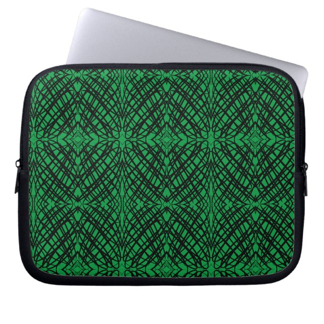 Housse Pour Ordinateur Portable Simple Scribble | Carreaux miroir | Vert | (Devant)