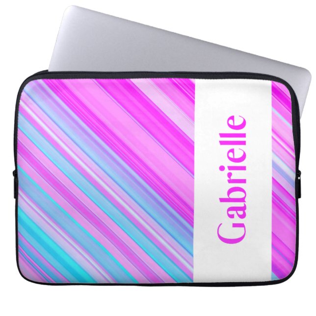 Housse Pour Ordinateur Portable Simplement Beau Rayures Rose Clair (Devant)