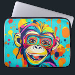 Housse Pour Ordinateur Portable Singe souriant<br><div class="desc">Singe souriant - adorable art coloré</div>