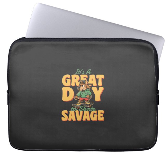 Housse Pour Ordinateur Portable Skate Dog Great Day Savage (Devant)