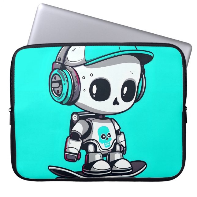 Housse Pour Ordinateur Portable Skate SkullBot (Devant)