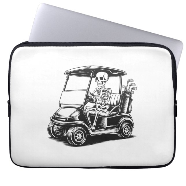 Housse Pour Ordinateur Portable Skeletal Golfer Crâne Jouer Golf (Devant)