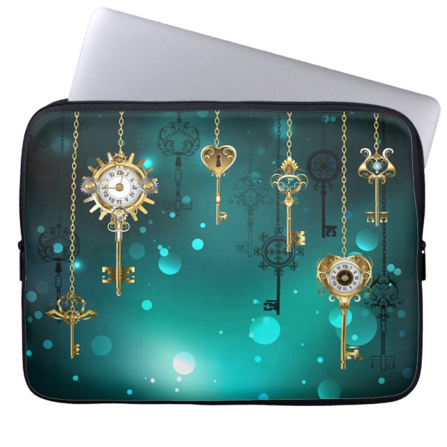 Housse Pour Ordinateur Portable Skeleton Keys on Green Background (Devant)