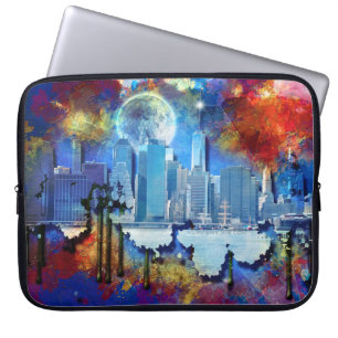Housse Pour Ordinateur Portable SlipperyJoe NYC graffiti lune entourée de tourbill