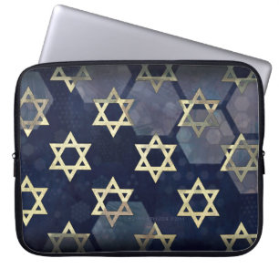 Housse Pour Ordinateur Portable SlipperyJoe's Happy Hanoukka multiple Star de Davi
