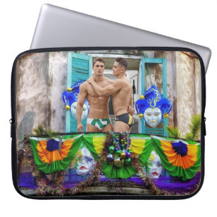 Housse Pour Ordinateur Portable SlipperyJoe's Mardi Gras masques perles décoration