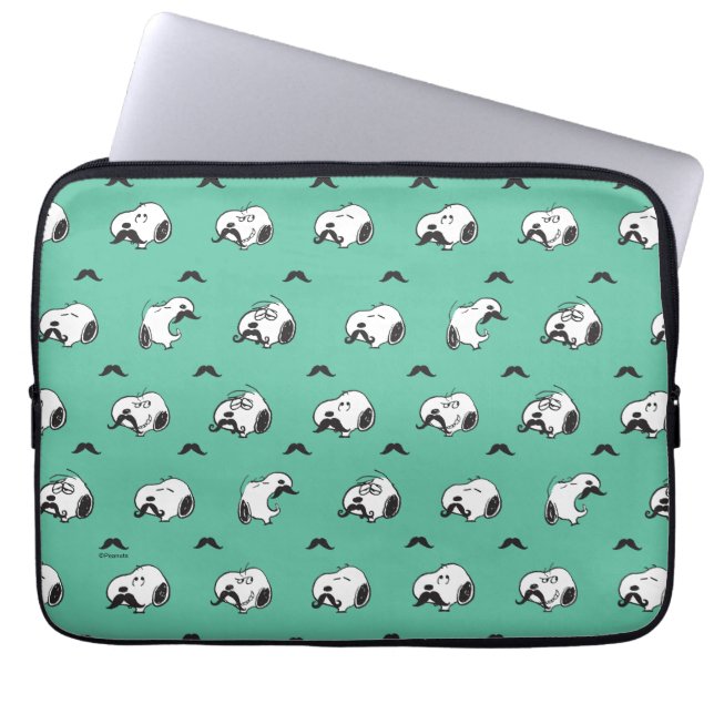 Housse Pour Ordinateur Portable Snoopy Moustaches et Motif Turquoise (Devant)