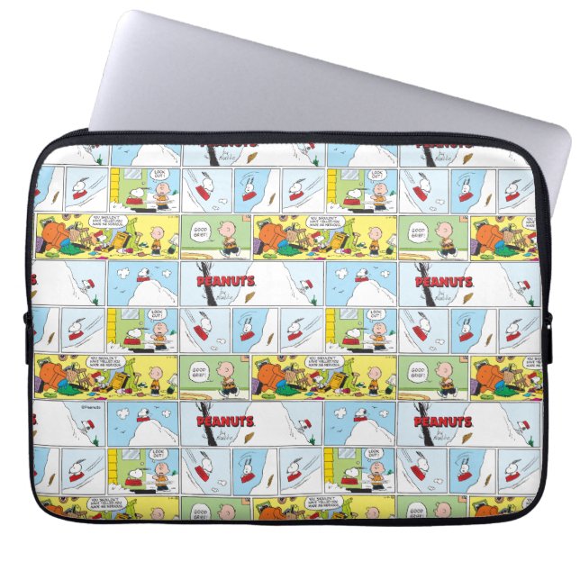 Housse Pour Ordinateur Portable Snoopy Sled Riding Food Dish (Devant)