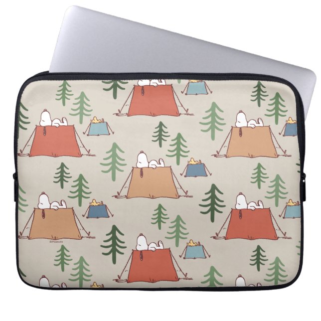Housse Pour Ordinateur Portable Snoopy & Woodstock Go Camping Motif (Devant)