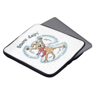 Housse Pour Ordinateur Portable Snow Angel Dog Fun Cute Christmas Holiday Funny