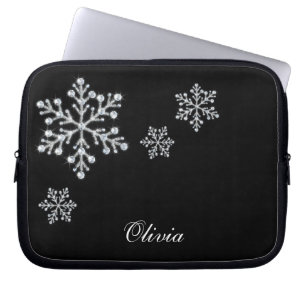 Housse Pour Ordinateur Portable Snowflakes Crystal Snowflakes Black Laptop