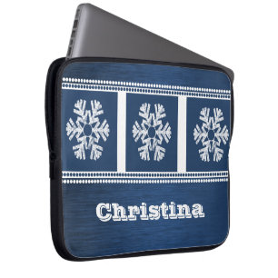 Housse Pour Ordinateur Portable Snowflakes moderne Sleeve électronique, Bleu