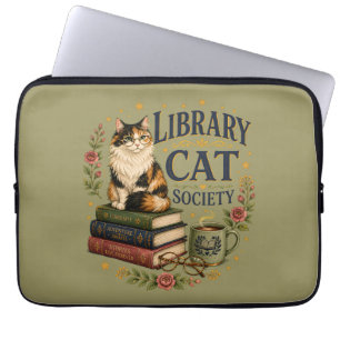 Housse Pour Ordinateur Portable Société de la chatte de bibliothèque Calico livres