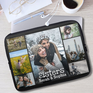 Housse Pour Ordinateur Portable Soeurs personnalisées modernes 7 Collage photo