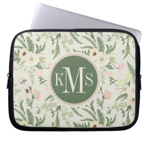 Housse Pour Ordinateur Portable Soft Mint Green Garden Motif