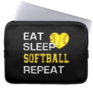 Housse Pour Ordinateur Portable Softball Eat Sleep Softball Répétition