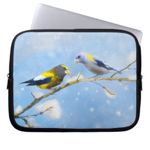 Housse Pour Ordinateur Portable Soirée Grosbeak Peinture - Cute Original Chien Art