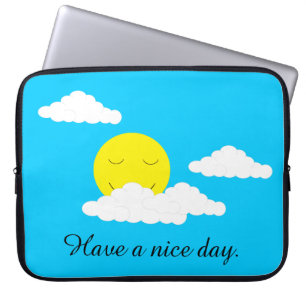 Housse Pour Ordinateur Portable Soleil souriant avec nuages Popcorn :