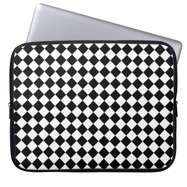 Housse Pour Ordinateur Portable Solid Black and White Chevron Pattern (Devant)