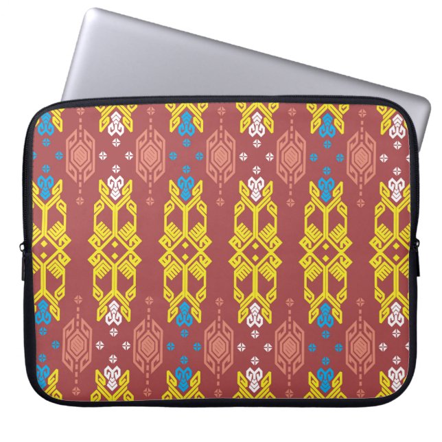 Housse Pour Ordinateur Portable Songket Tenun Geometrik Motif sans couture avec Cr (Devant)