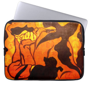 Housse Pour Ordinateur Portable Sorcière d'Halloween avec un chat noir