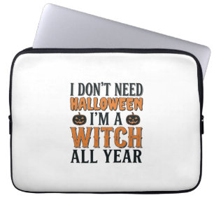 Housse Pour Ordinateur Portable Sorcière drôle toute l'année Typographie Halloween