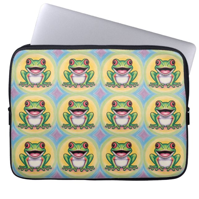 Housse Pour Ordinateur Portable Sourire doux de grenouille (Devant)