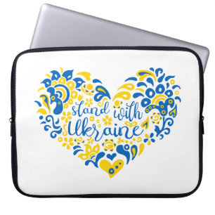 Housse Pour Ordinateur Portable Soyez avec l'Ukraine lettrage et coeur