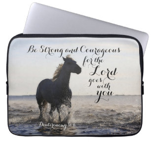 Housse Pour Ordinateur Portable Soyez forte et courageuse Bible Verse Deut 31 Hors