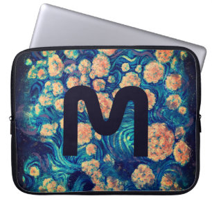Housse Pour Ordinateur Portable Space Mimosa Golden Nebula Blossom et votre lettre