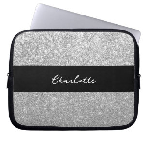 Housse Pour Ordinateur Portable Sparkle de luxe Silver Nom de la Parties scintilla