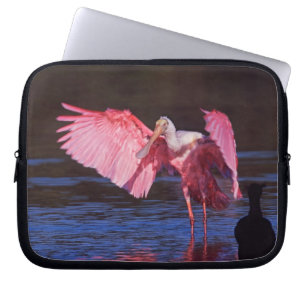 Housse Pour Ordinateur Portable Spatule rosée (Ajaia ajaja) avec Cormoran