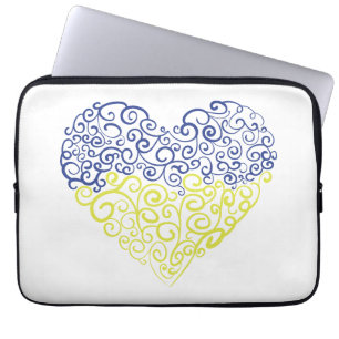 Housse Pour Ordinateur Portable Spiral tourbillons mehandi coeur drapeau ukrainien