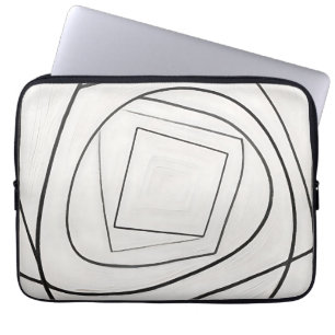 Housse Pour Ordinateur Portable Spirale Carrée Abstraite Noir Blanc
