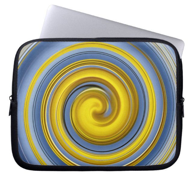 Housse Pour Ordinateur Portable spirale jaune et bleue (Devant)
