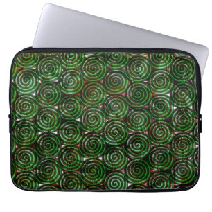 Housse Pour Ordinateur Portable Spirales vert foncé transparentes sur image coloré