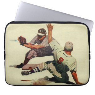 Housse Pour Ordinateur Portable Sports vintages Baseball, Joueur glissant à la mai