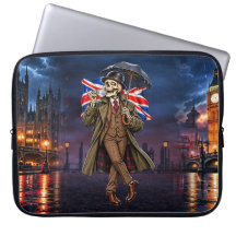 Squelette britannique Londres Pluie Thé Union Jack