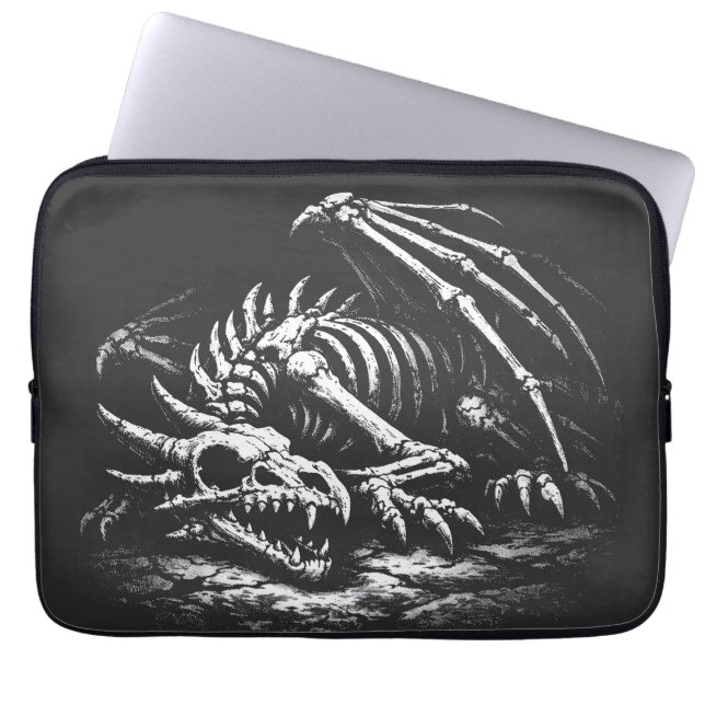 Housse Pour Ordinateur Portable Squelette de dragon — par BurnsInHell (Devant)